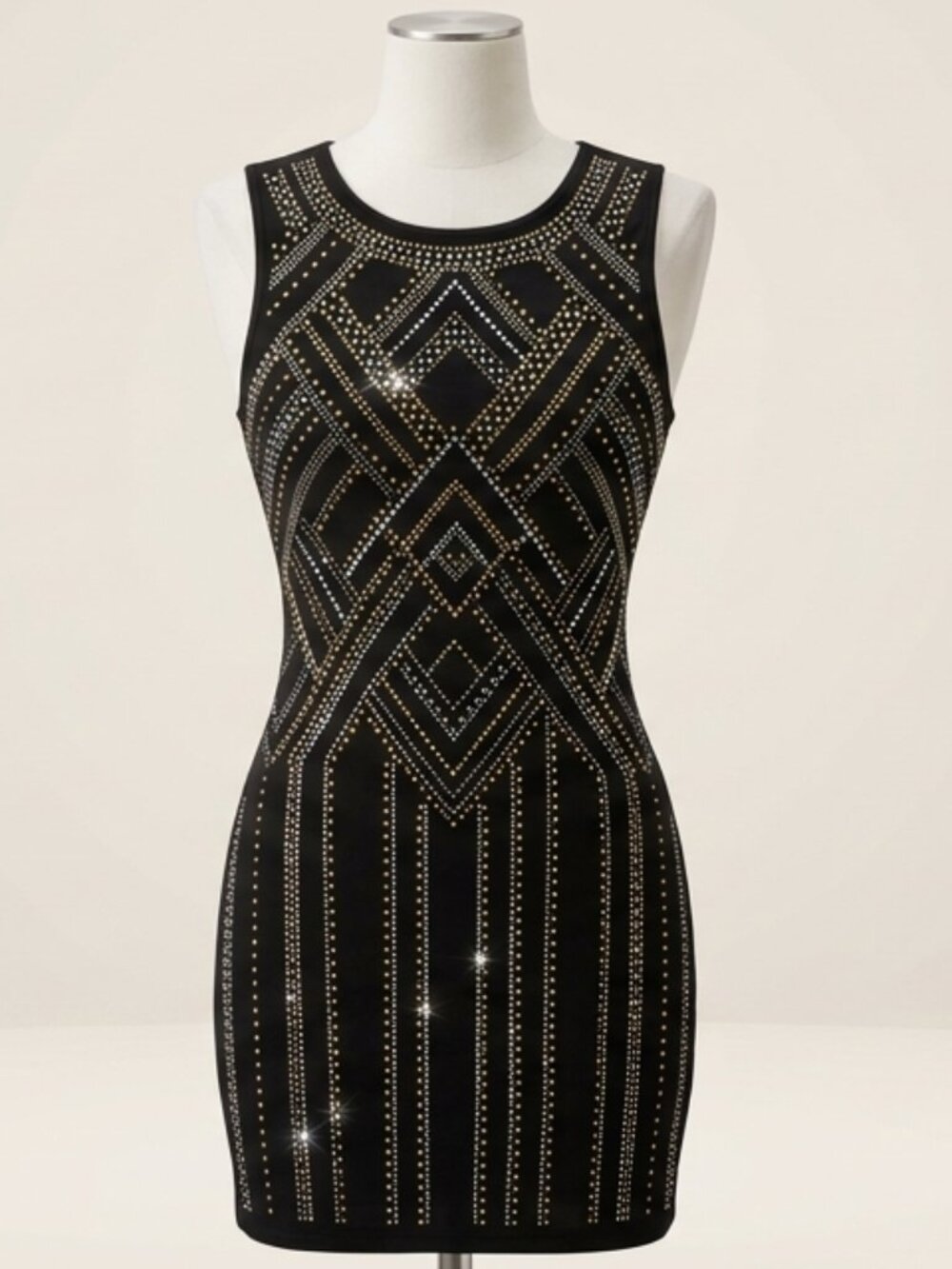 White House Black Market Black Rhinestone Cocktail Dress S 💎🖤